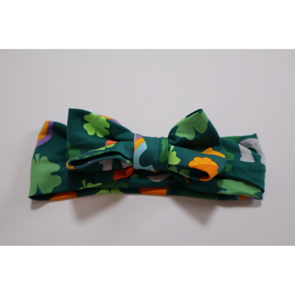 Little Sleepies St Patricks Day Shamrock Rainbow Bamboo Bow Headband NB-3T